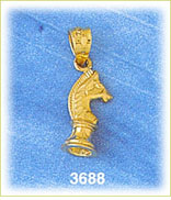 14K Gold 3D Chess Charm