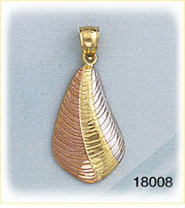 14K Gold Tri Color Shell Charm