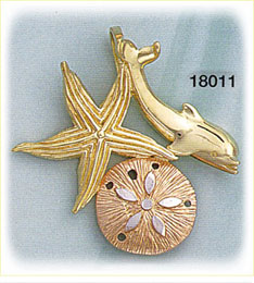 14K Tri Color Gold Nautical Charm