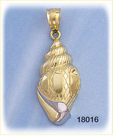 14K Two Color Gold Conch Shell Charm