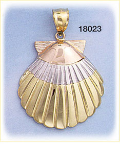 14Kt Gold Tri Color Shell Charm