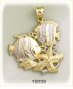 14K Two Color Gold Tropical Fish Charm