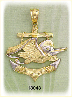 14K Two Color Gold Pelican Charm