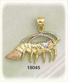 14K Tri Color Gold Jumbo Shrimp Charm