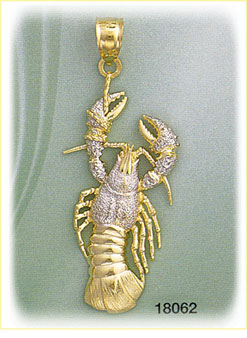 14K Two Color Gold Lobster Charm