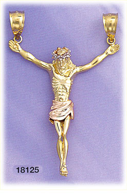 14K Tri Color Gold Crucifix Charm