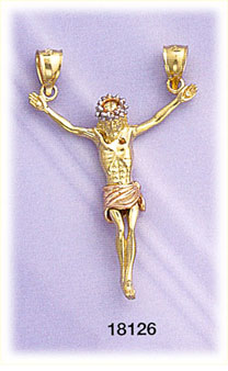 14Kt Tri Color Gold Crucifix Charm