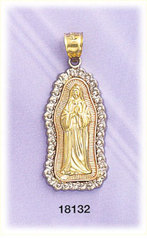 14Kt Tri Color Gold Guadalupe Charm
