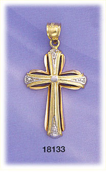 14Kt Tri Color Gold Cross Charm