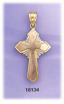 14K Gold Tri Color Cross Charm