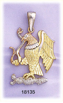 14Kt Tri Color Gold Eagle Charm