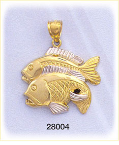 14K Two Tone Gold Fish Charm