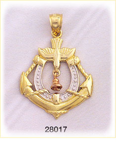 14K Tri Color Gold Anchor / Horseshoe Charm