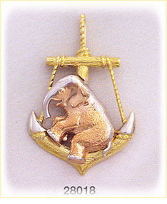 14K Tri Color Gold Anchor / Elephant Charm