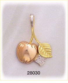 14K Tri Color Gold Apple Charm