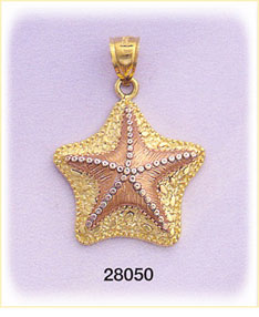 14Kt Tri Color Gold Starfish Charm