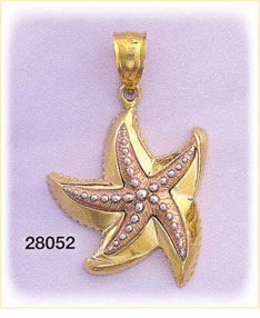 14Kt Tri Color Gold Sea Star Charm