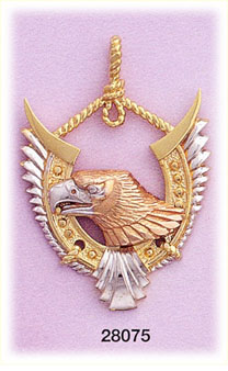 14K Tri Color Gold Eagle Charm