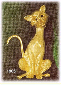 14K Gold Tabby Cat Charm