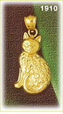 14K Gold Long Hair Cat Charm