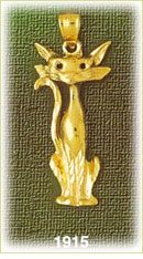 14K Gold Skinny Cat Charm