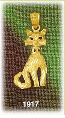 14K Gold Cat Wearing Collar Charm