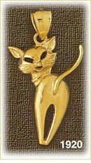 14K Gold Cat Waving Tail Charm