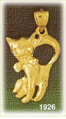 14K Gold Cat w/Bow Tie Charm