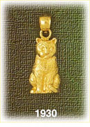 14K Gold Cat Charm
