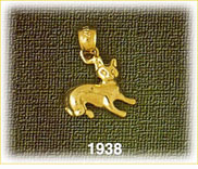 14K Gold Feline Cat Charm