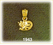 14K Gold Polished Sleeping Cat Charm