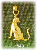 14K Gold Cat w/Waving Tail Charm