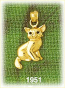 14K Gold Playful Kitty Cat Charm