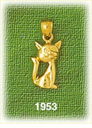14K Gold Kitty Cat Charm
