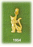 14K Gold Cat Wearing Bow Neck Tie Charm