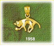 14K Gold Playful Cat w/Ball Charm