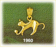 14K Gold Playful Cat With Ball Charm