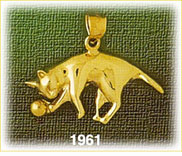 14K Gold Playful Cat Playing w/Ball Charm