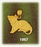 14K Gold Resting Cat Charm