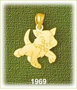14K Gold Cartoon Cat Charm