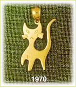 14K Gold Artistic Cat Charm