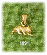 14K Gold 3D Prowling Cat Charm