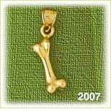14K Gold 3D Dog Bone Charm