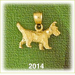 14K Gold 3D Scottish Terrier Charm