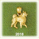 14K Gold 3D Panting Dog Charm