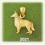 14K Gold 3D Collie Charm