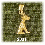14K Gold 3D Pup Dog Charm