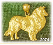 14K Gold Collie Charm