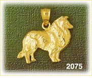 14K Gold Collie Dog Charm