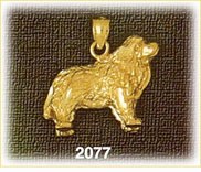 14Kt Gold Long Haired Dog Charm